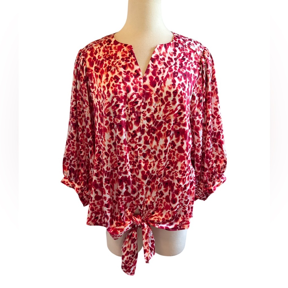 Chico's animal Print Tie-Front Blouse Chico size 2 - Large